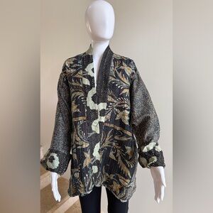 100% Silk Reversible Kantha Jacket, One Size